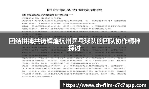 团结拼搏共铸辉煌杭州乒乓球队的团队协作精神探讨